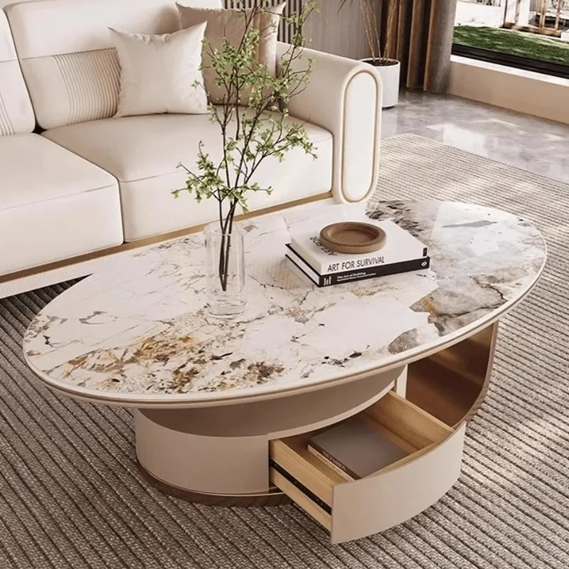 

#C Modern Minimalist Coffee Table High Sense Luxury Small Apartment Home Round Metal Design for Living Room