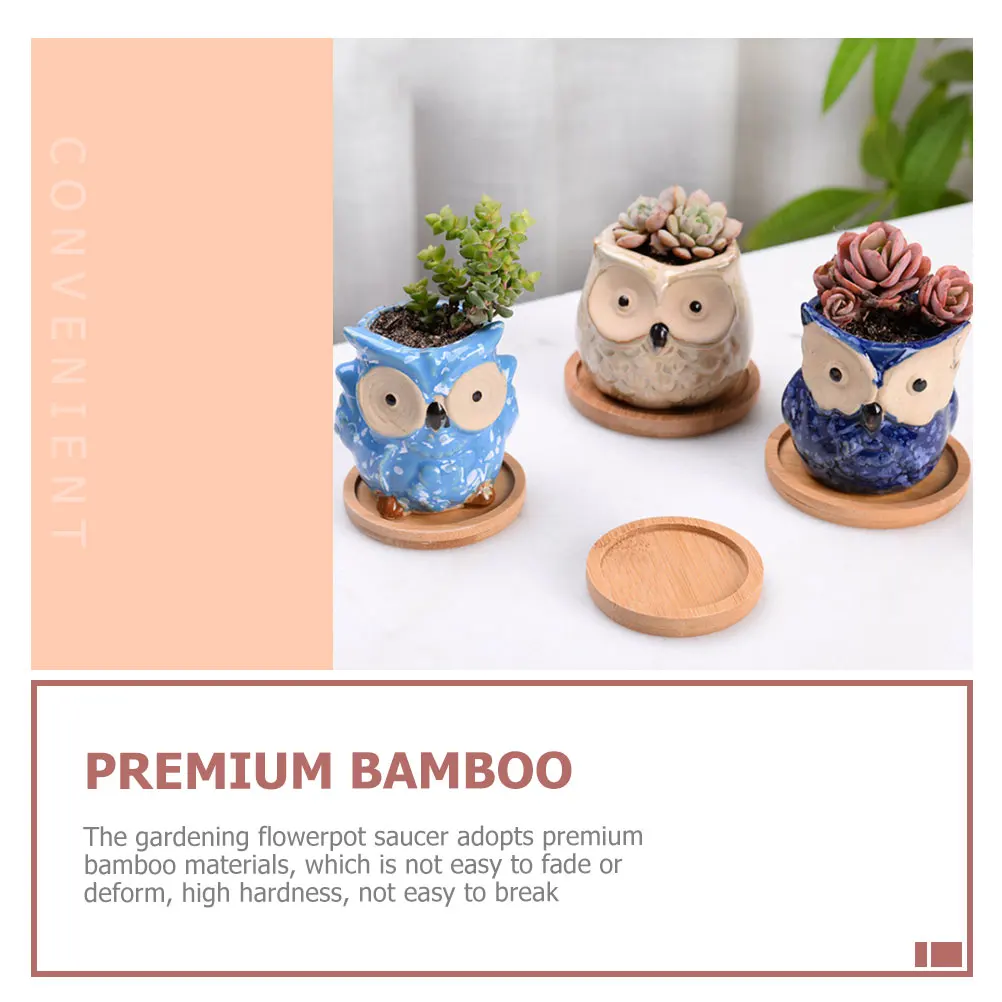 

8 Pcs Succulent Plants Leak-proof Bamboo Tray Flower Pot Trays Planter Drainage