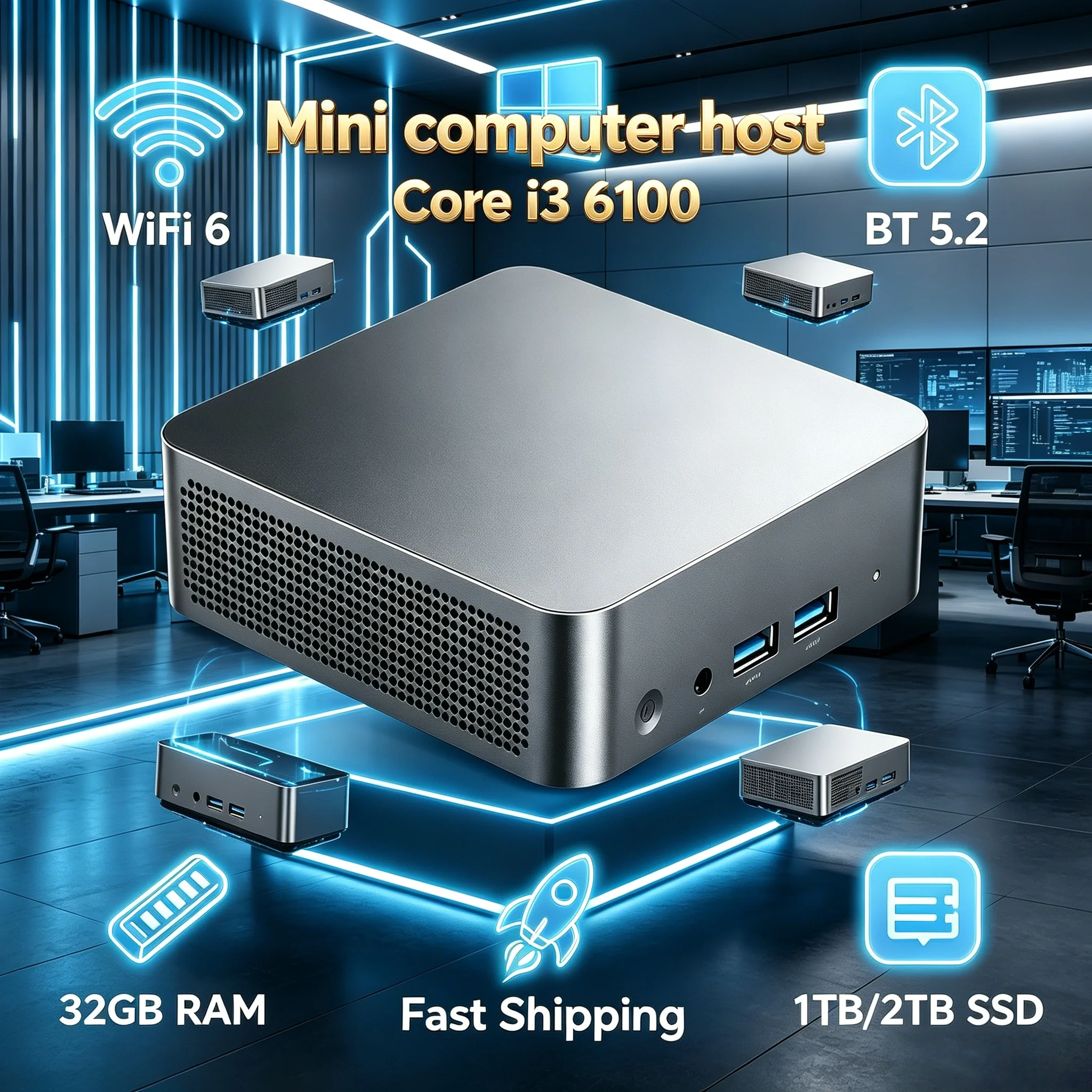 Mini PC LENO Intel Core i3 6100, 32GB RAM, 2TB SSD, Windows 11 Pro, WIFI6, BT5.2, 4K HD, Mini Computadora de Escritorio para Juegos, Oficina y Estudio 2026