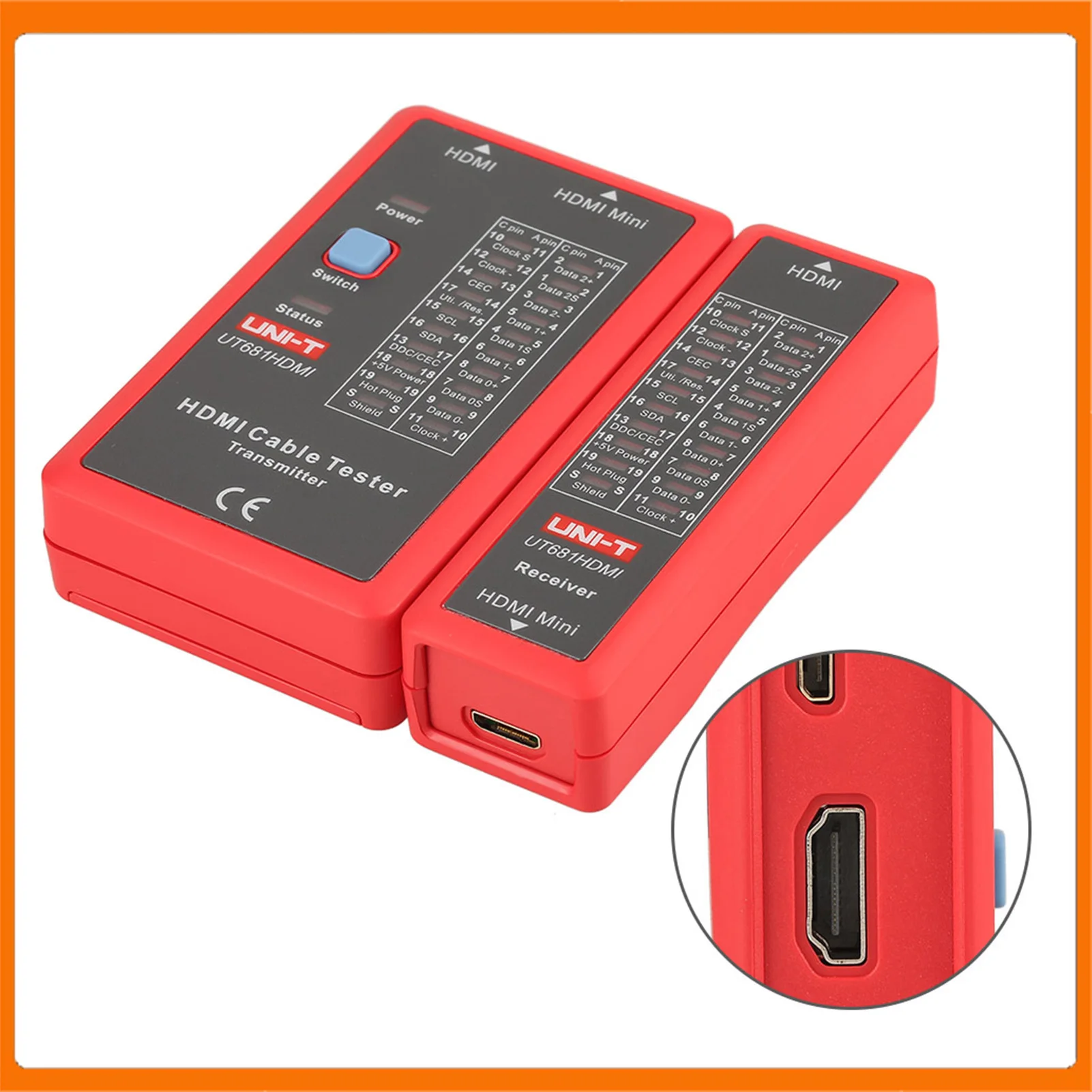 

Тестер кабеля Тестер кабеля HDMI UT681 Тестер HDMI Тестер MINI-HDMI UT681HDMI Тестер кабеля передачи данных MINIHDMI 20LED Индикатор состояния