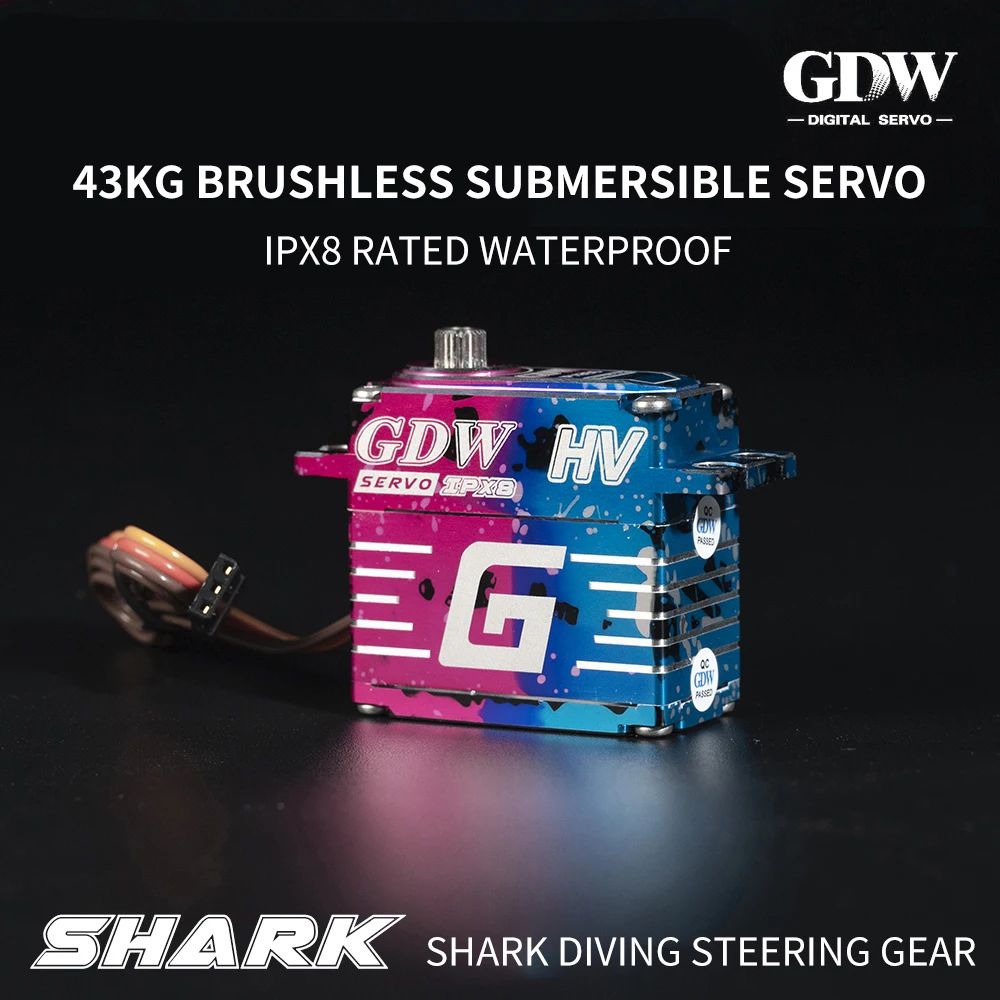 GDW SHARK IPX896 43KG 25T 120° HV High Torque Waterproof Brushless Digital Servos For 1/8 1/10 RC Model Car Crawler Accessories