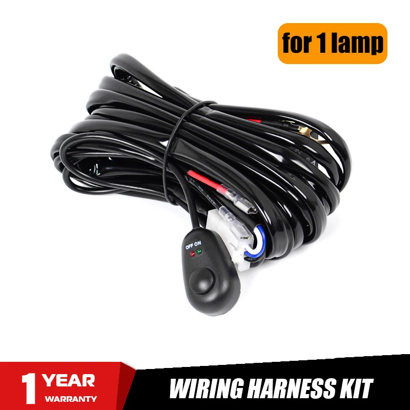 Комплект жгутов проводов 2 м для светодиодной панели 7-52 дюйма, кабель дистанционного переключателя света 180 Вт, подключение 1 светодиодной лампы для внедорожного автомобиля 4x4 ATV UTV