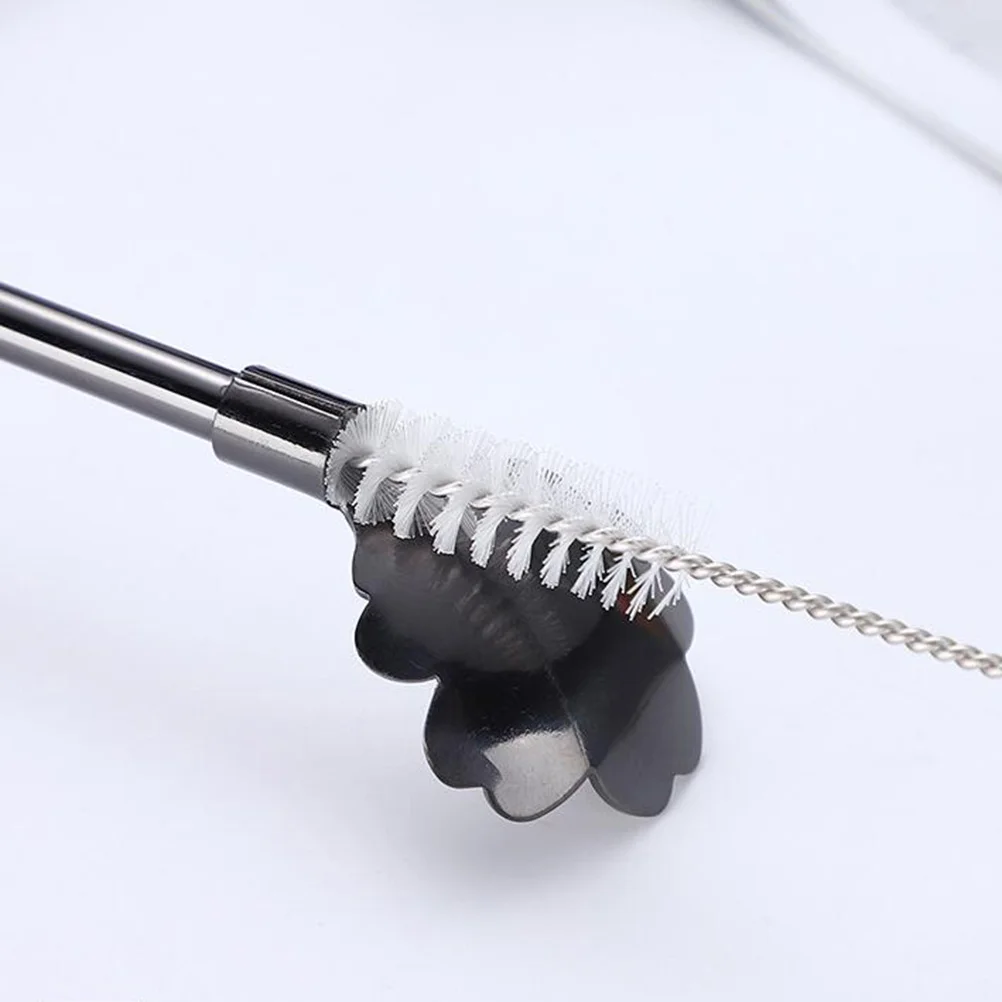 

7Pcs Reusable Stainless Steel Straw Spoon Colorful Flower Mixing Spoon for Juice Coffee Milk Tea Outdoor Office