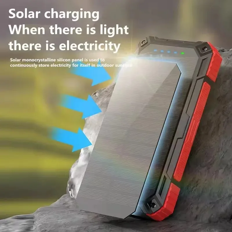 Super Fast Charging Solar Power Bank 20000mAh Built-in Four Wire Wireless Charging Mobile Power Supply Portable Powerbanks