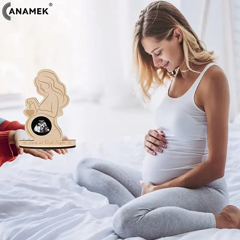 Baby Ultrasound Photo Frame Sonogram Picture Frame Pregnancy Gift Baby Announcement Keepsake For Couples New Moms Dady Wooden