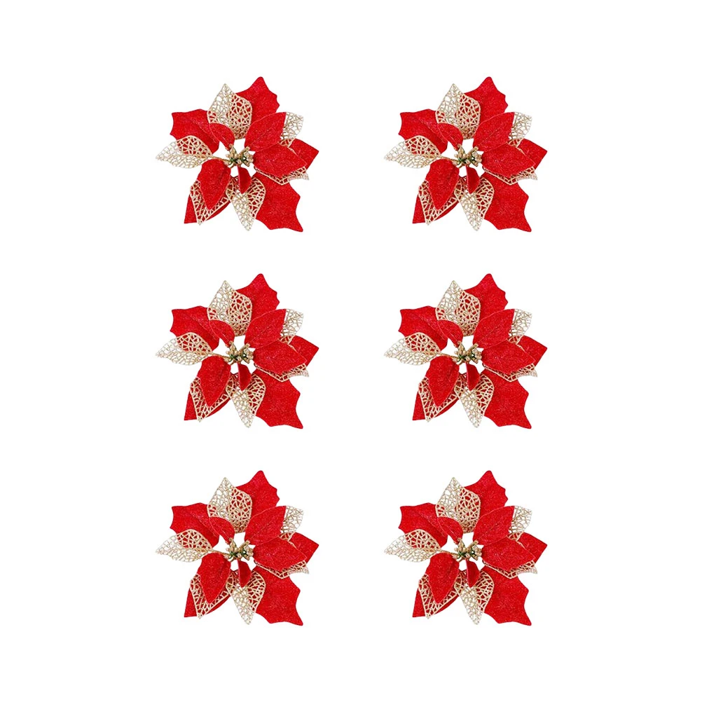 

10 Pcs Christmas Tree Ring Decoration Flower Artificial Ornament Craft Decorate