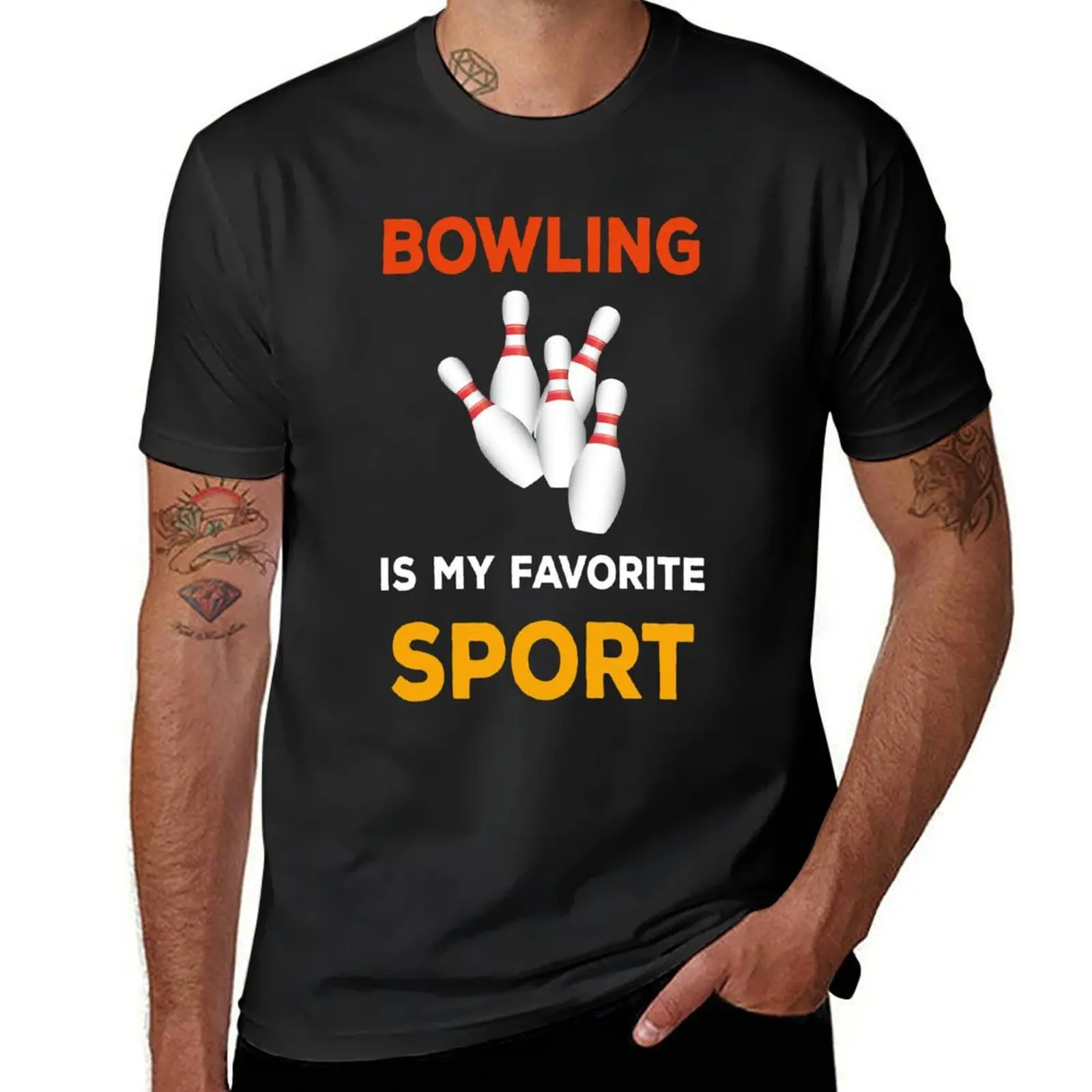 Bowling Is My Favorite Sport Funny bowling T-shirt vintage clothes vintage plain shirts graphic tees black t-shirts for men