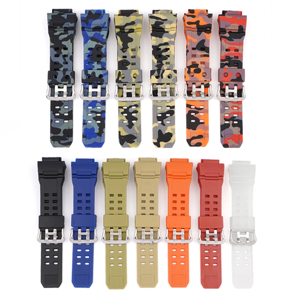 Camouflage TPU watch strap for GW-9400 Cat series light energy rubber watch band accessory