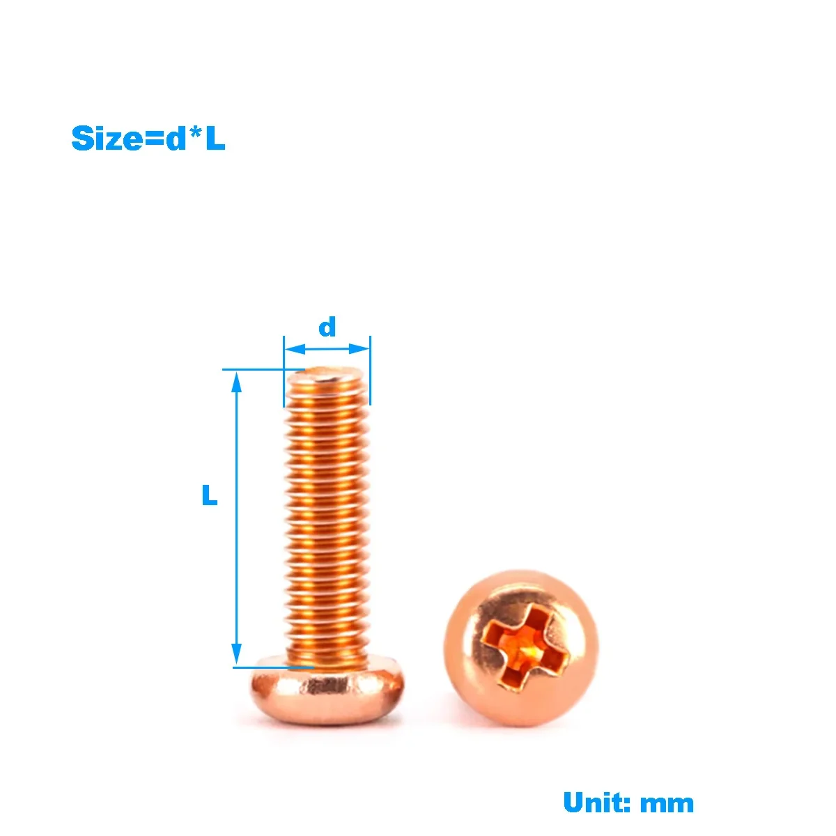 

Red Copper Round Head Phillips Screw / Copper Cross Groove Pan Head Bolt M2~M5M6
