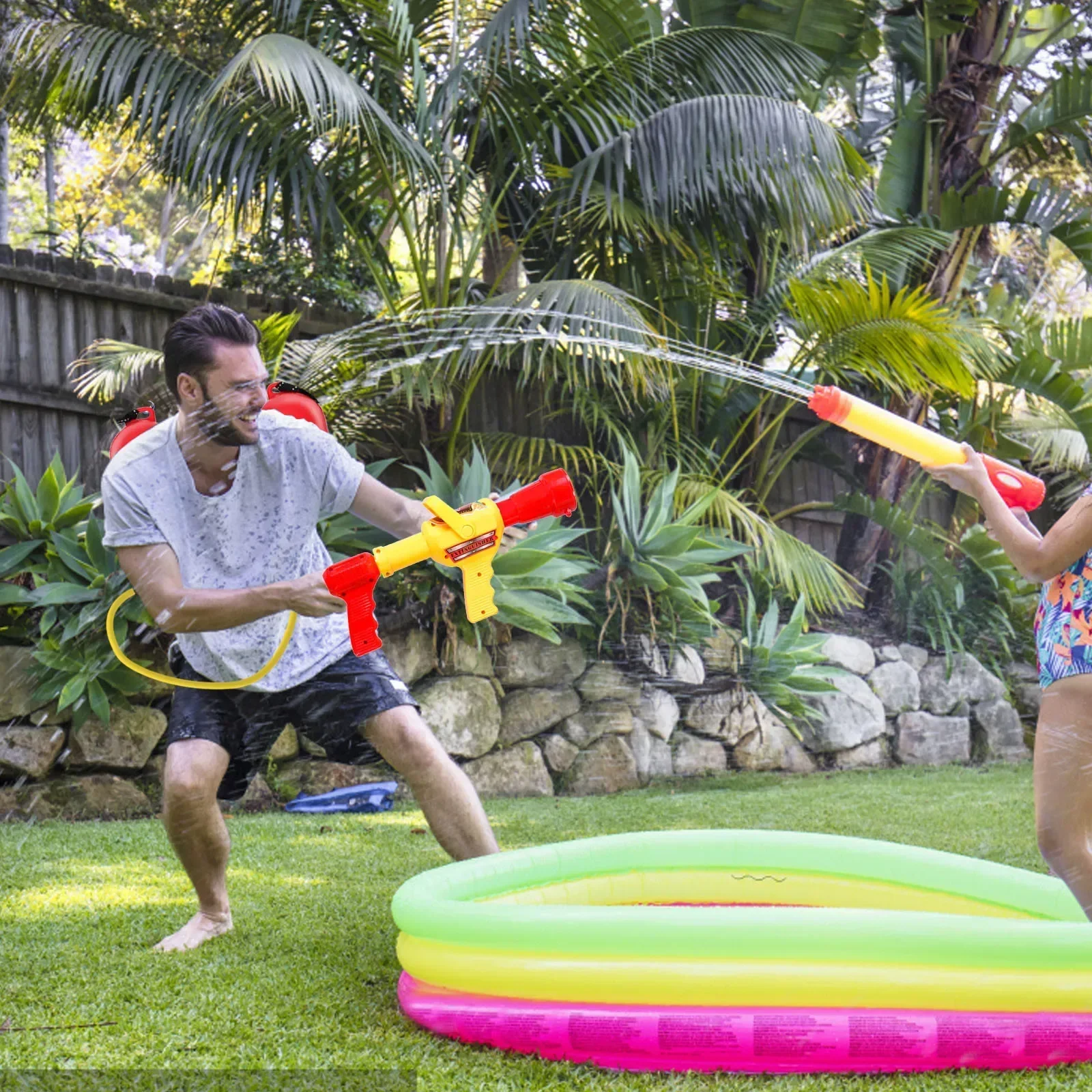 Fireman Backpack Water Gun Large Capacity Pistol Spray Water Guns Pull Out Shooting Soaker Pool Beach Games Outdoor Toy Kid Gift