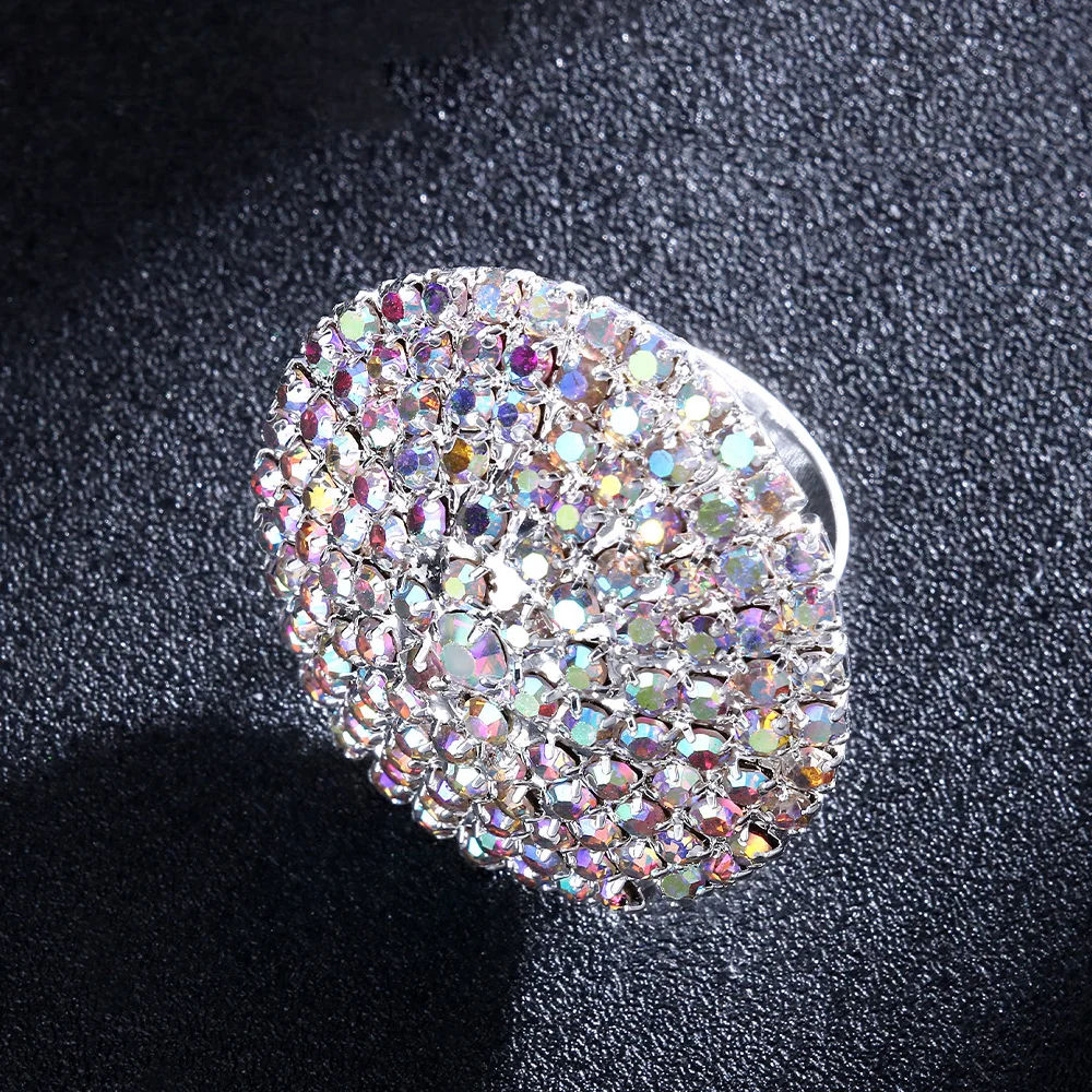 Stonefans Colorful Round Finger Rings Wedding Jewelry for Women Adjustable Christmas Boho Rhinestone Open Ring Free Shipping