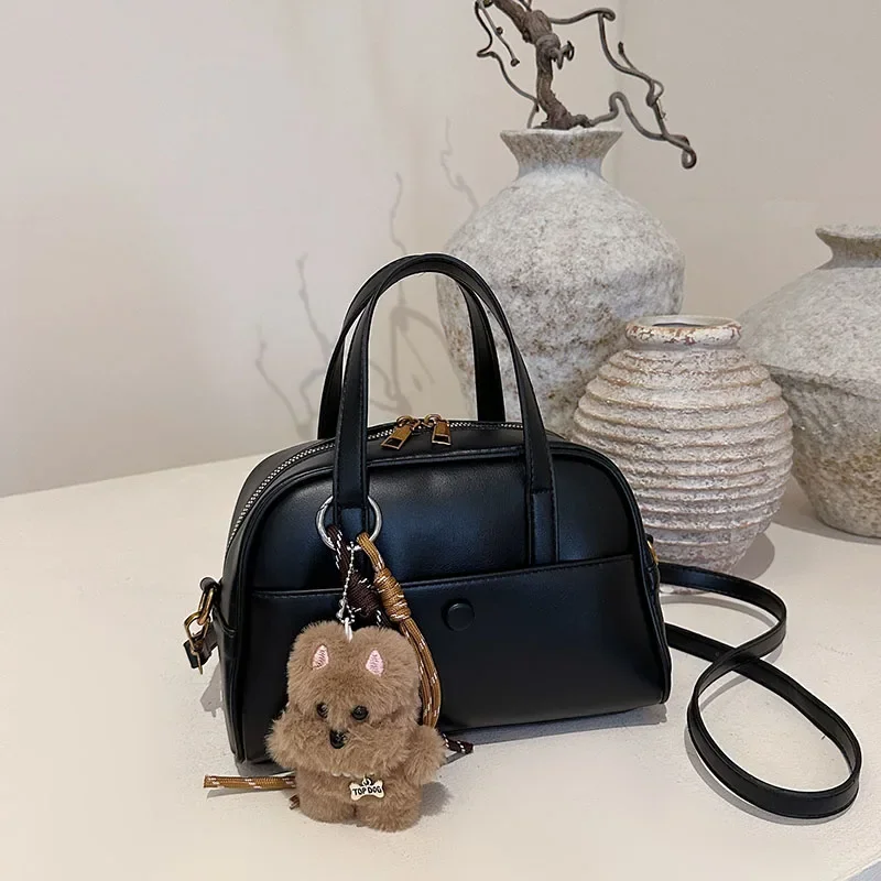 

Симпатичные компактные сумки через плечо из однотонного искусственной кожи, игривая женская сумка через плечо с верхней ручкой, кошелек с веером, кожаная мини-сумка с мультяшным принтом