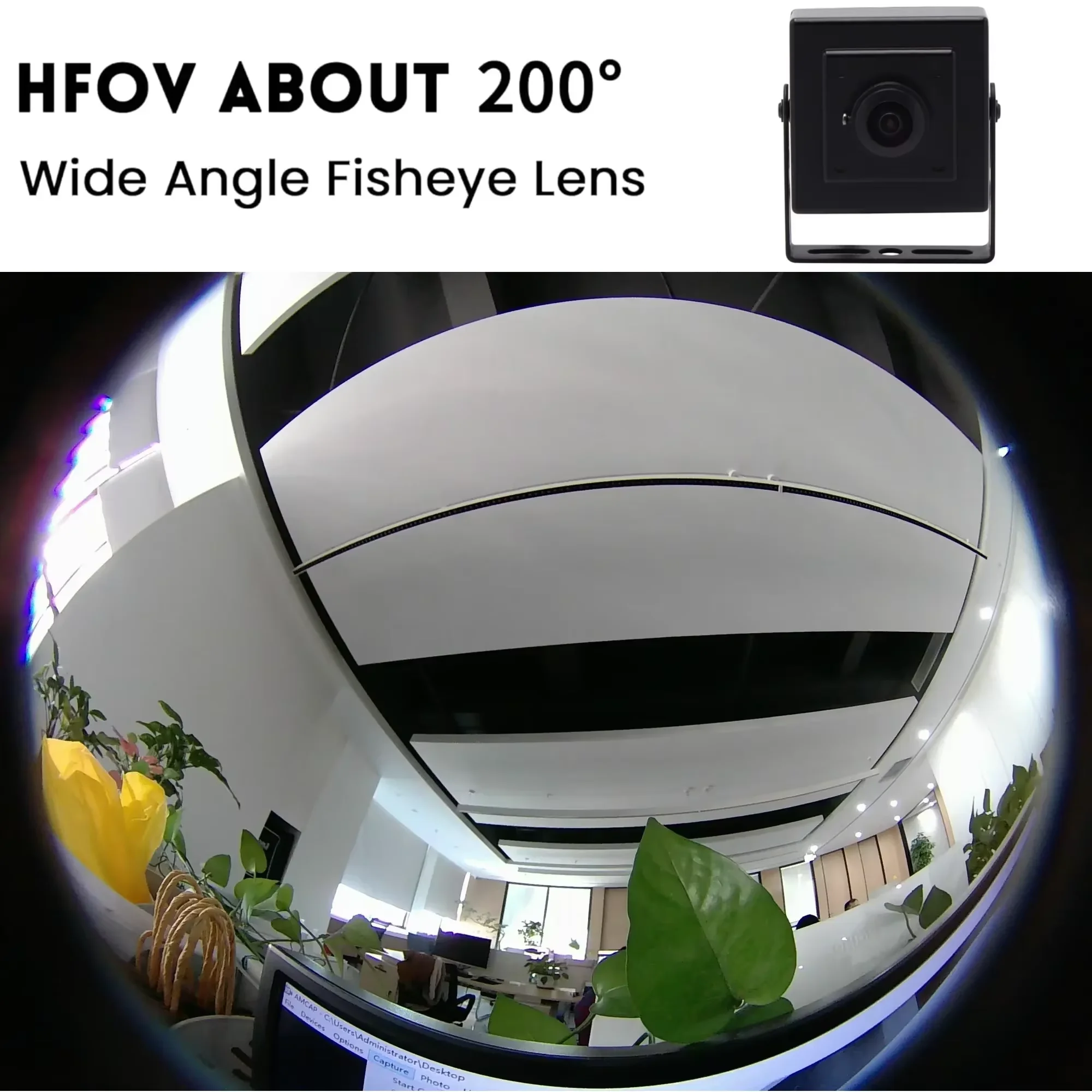 ELP 5MP 30fps USB Camera Wide Angle Fisheye Webcam IMX335 Sensor Industrial Camera with Metal Case for PC Computer Laptop