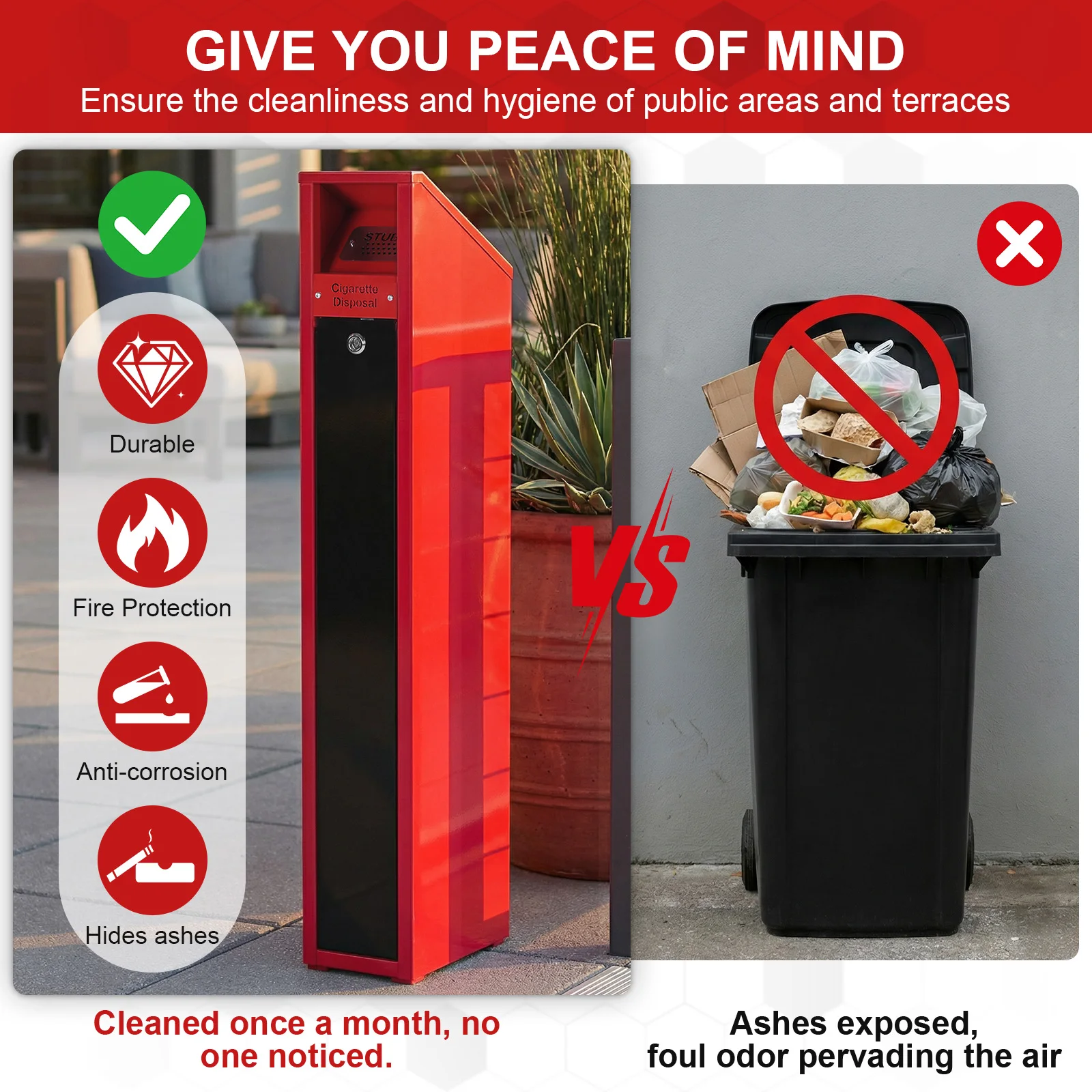 

Коммерческая урна для утилизации окурков с запираемой крышкой, уличная пепельница для общественных мест, пабов, ресторанов, клубов, дворов