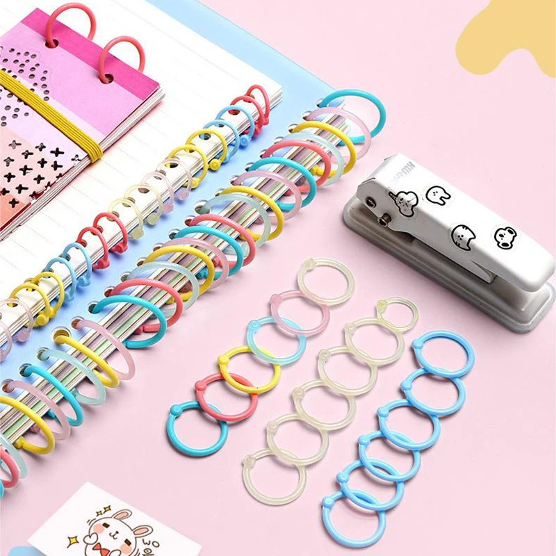 10/15/30 pz/set anello a fogli mobili anelli per raccoglitori multicolori anello flessibile per libri anello singolo fibbia di bloccaggio per Scrapbook cerchio chiave fai da te