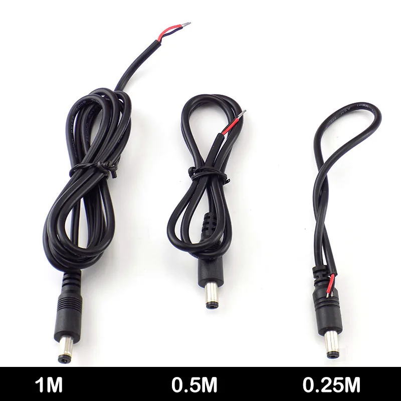 0.25M/0.5M/1M 5.5*2.1mm 12V 3A 22AW  DC Power Cable Extension CCTV Adapter DC Power Male Plug Connector Cable Power