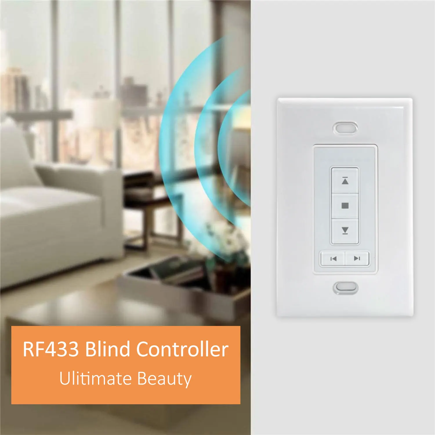 AC135 6 Channel Remote Control, RF433.92 Wireless Blinds Controller, Wall Mount Switch for Motorized Roller Shades