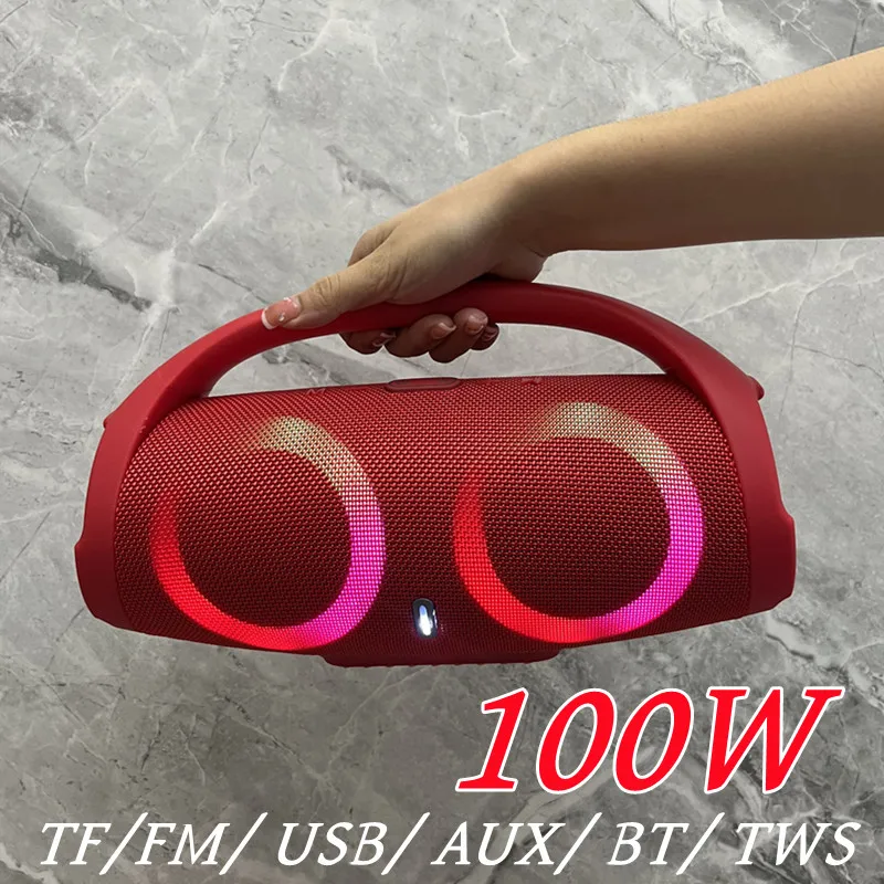 

100W High Power Portable Waterproof Bluetooth Speaker RGB Colorful Light Wireless Subwoofer 360 Stereo Surround TWS FM Boombox2