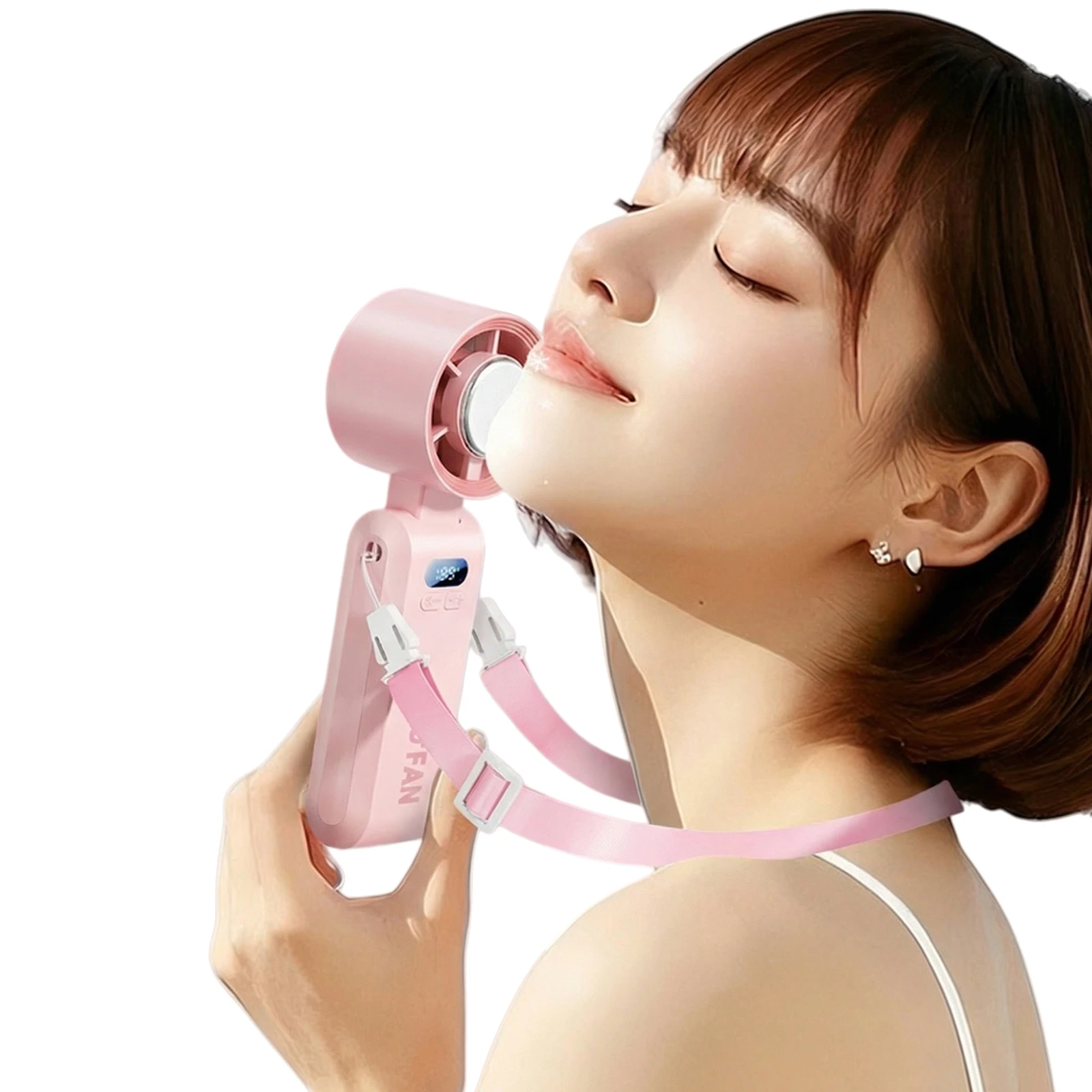 

Foldable Handheld Portable Turbo Fan with Ice Cooling Pad & Lanyard Mini Hand Fans 199 Speeds for Travel Office Home & Outdoor