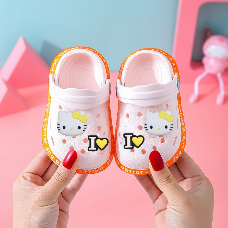

EVA Children Slippers Summer hello kitty Indoor Non-slip Beach Shoes Soft Sole Baby Boys Toddler Shoes Baotou Baby Girls Sandals