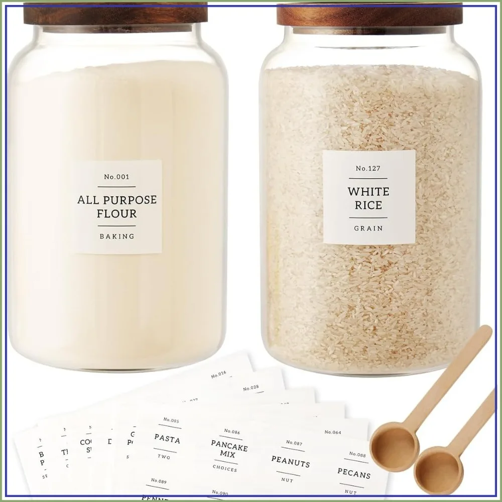 

2 PCS Large Glass Jar with Airtight Lid, 1 Gallon/4000 ml Food Storage for Tea, Spice, Cereal, Flour, Coffee