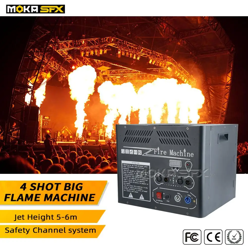 

MOKA SFX Factory Sale 4 Head Stage Fire Machine Shoot 6m Flame Projector Dmx Propane Flame Thrower with Safe Channels