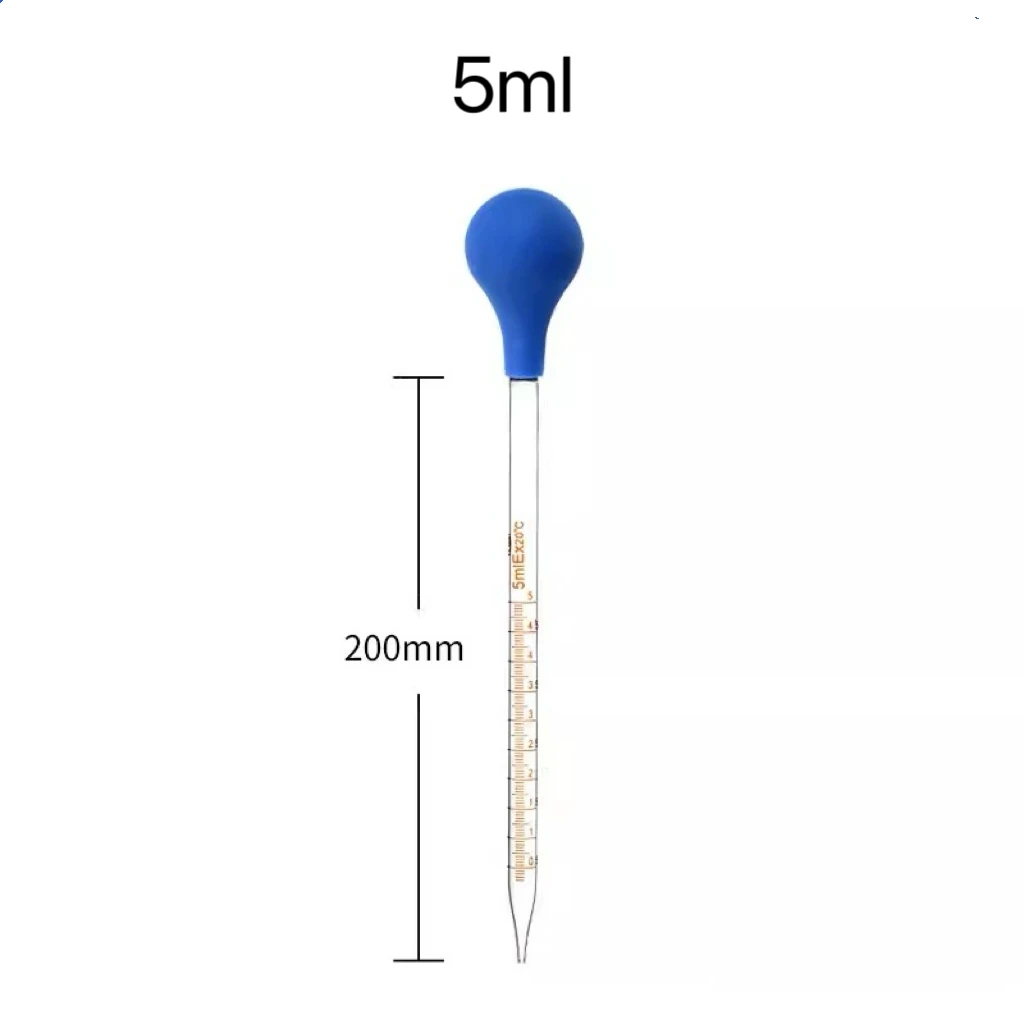 Rubber Glass Dropper With Scale Line, Chemical Laboratory Glass Pipette With Rubber Head Glass