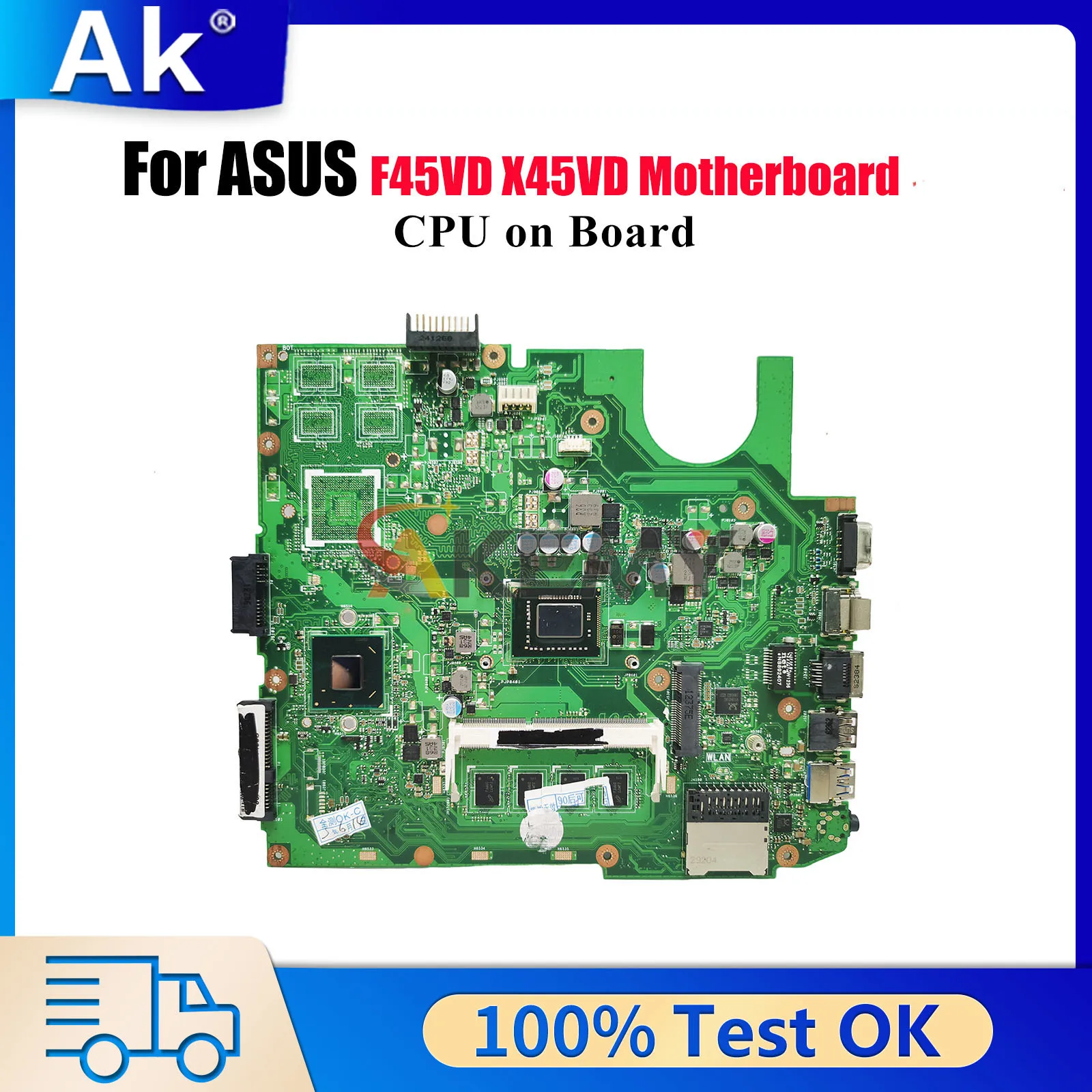

X45VD Laptop Motherboard For ASUS VivoBook F45VD X45VD X45V Notebook Mainboard With CPU 100% tests OK fast shipping High quality