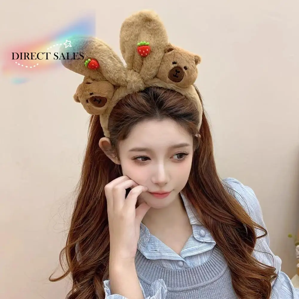 크리 에이 티브 만화 Capybara Hairbands 플러시 한국어 스타일 토끼 귀 머리띠 헤어 액세서리 귀여운 재미 있은 머리 후프 매일