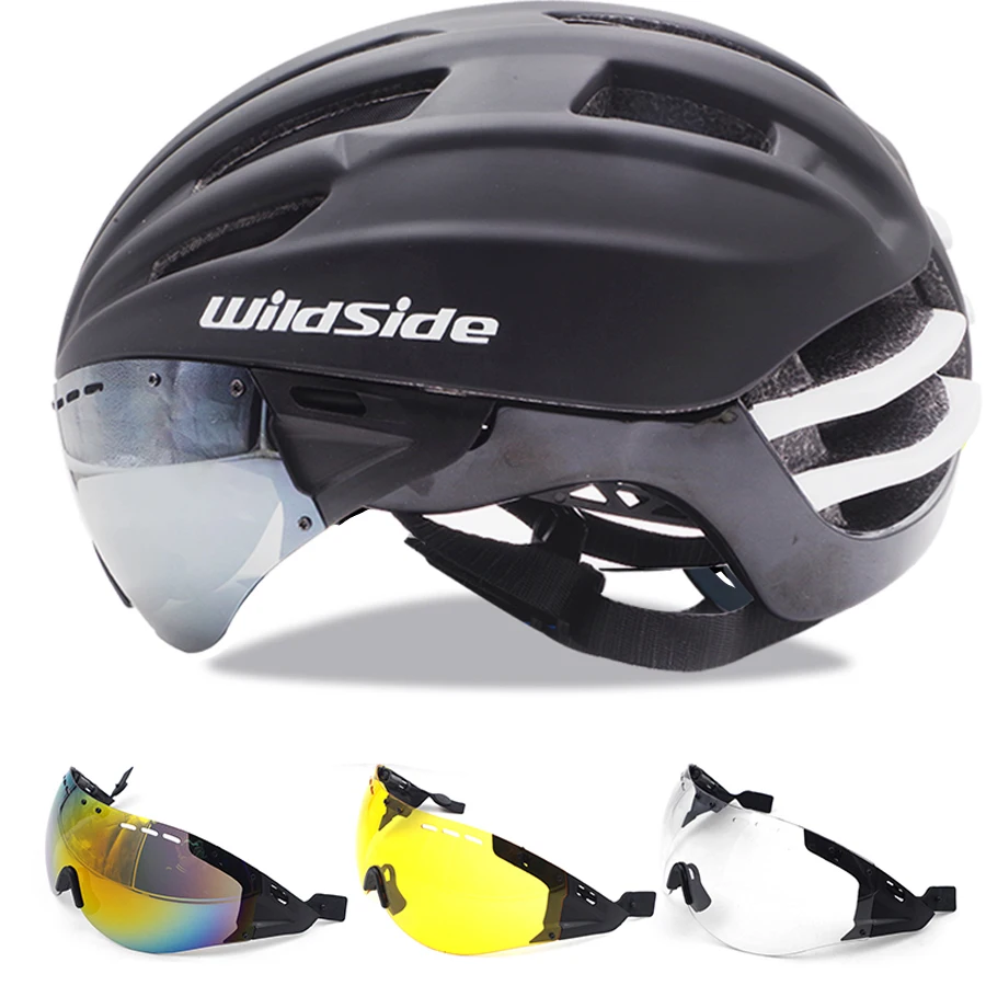 Wildside Speed Master Bicycle Helmet Casco Ciclismo Removable Lens Goggle TT Adults Riding Helmet For MTB Road Bike Racing Helme