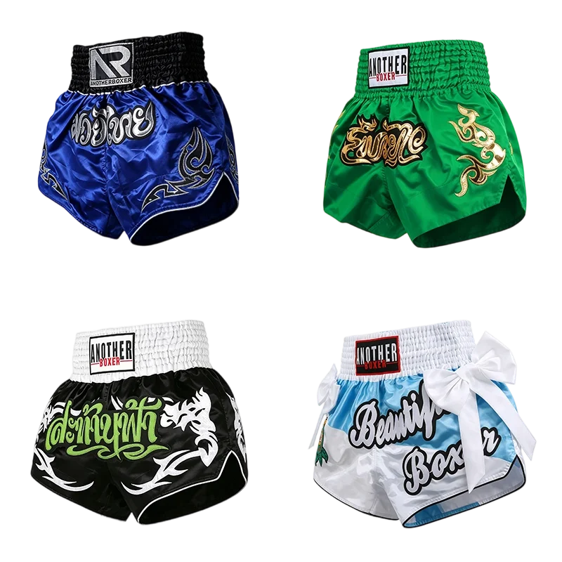 Muay Thai Shorts Blau Grün Schwarz Thai-Boxhosen für Männer Frauen Kinder Kampfsport MMA Kampf Boxkleidung Kurze Kickbox-Shorts