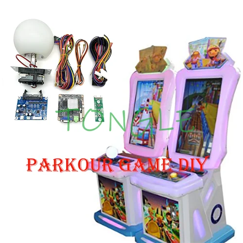 Simulador Arcade Subway Parkour para niños, tablero de videojuegos de carreras, soporte de joystick aceptador de monedas, kit de bricolaje