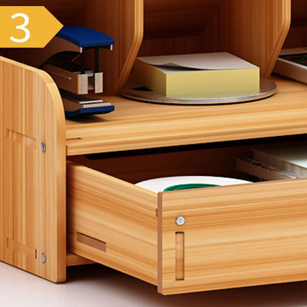 Wooden Pen Holder Storage Box Cherry Modern Design Multi-Divided Desk Organizer Office Desktop Storage Shelf Large Capacity