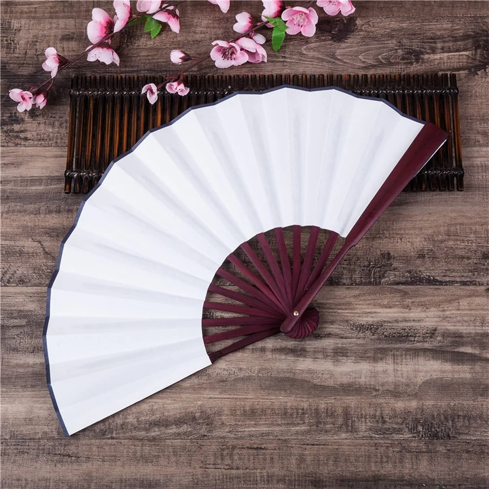 8 Inch Silk Folding For Fan Wooden Frame DIY For Blank Handheld Portable Cooling Party Wedding Dance Performance Decor Fans