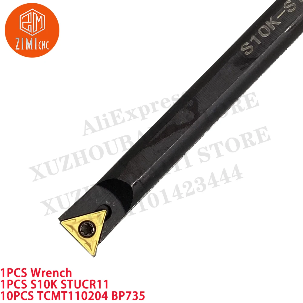 1 STK. S10K-STUCR11 Innenliegender Turing-Werkzeughalter CNC-Werkzeuge 10 mm 95 Grad + 10 Stück TCMT110204 Schneidwerkzeuge Metalldrehbank Hartmetalleinsätze
