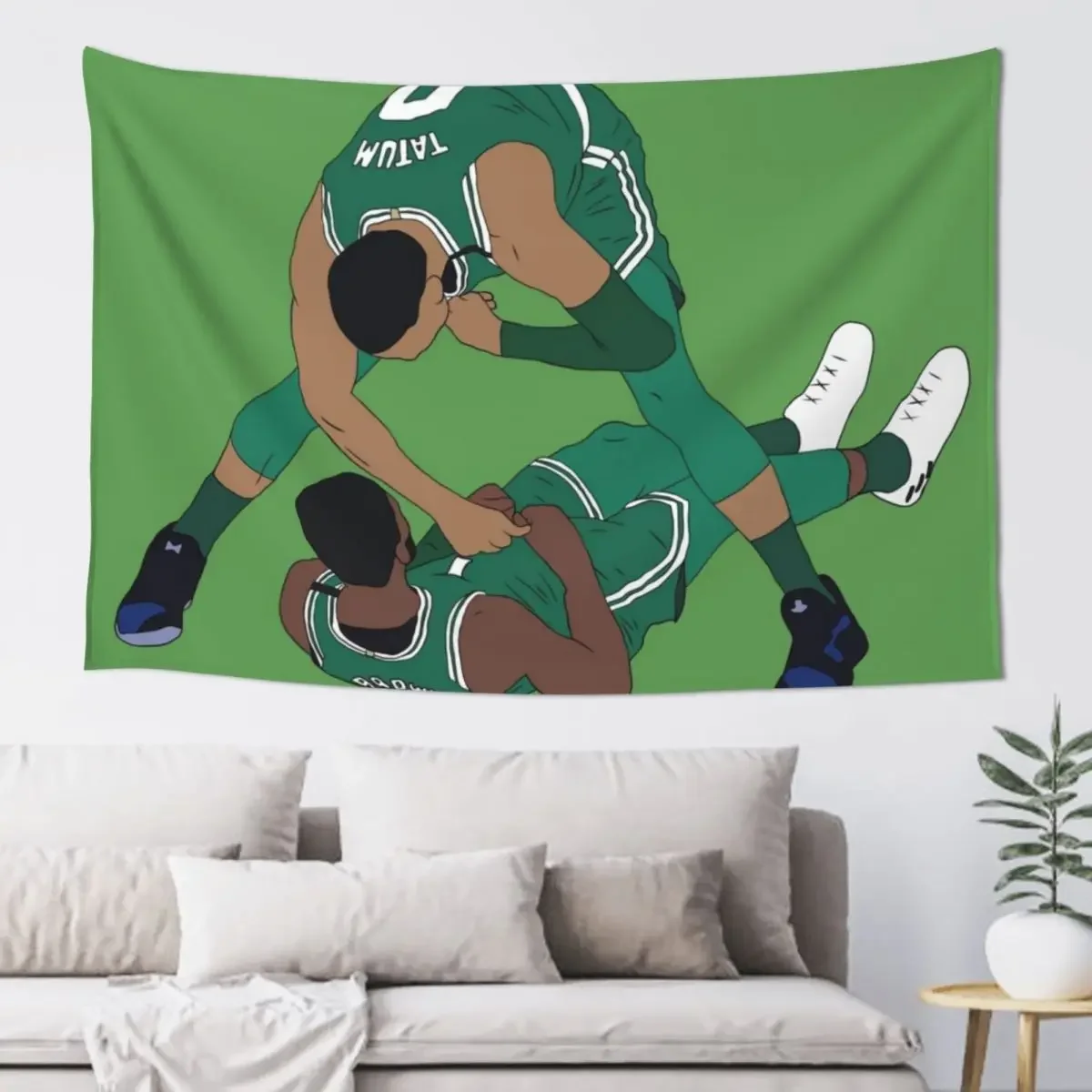 

Jaylen Brown And Jayson Tatum Celebration Tapestry Aesthetic Room Decoration Custom Wall Decor Tapestry