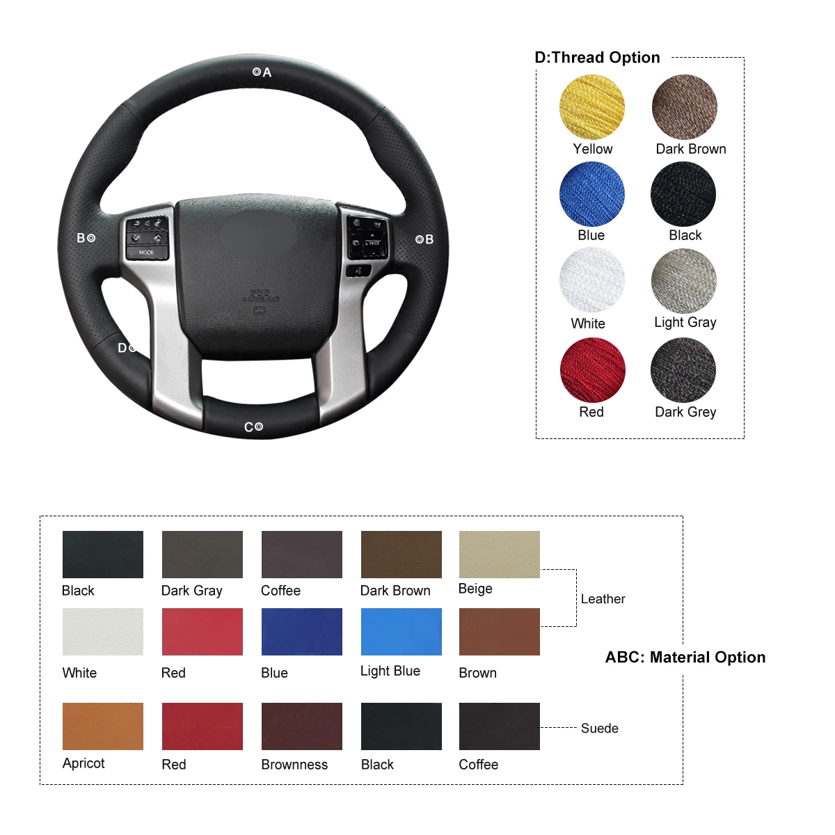 MEWANT car steering wheel cover for Toyota Land Cruiser Prado Tacoma Tundra Sequoia genuine car accessories