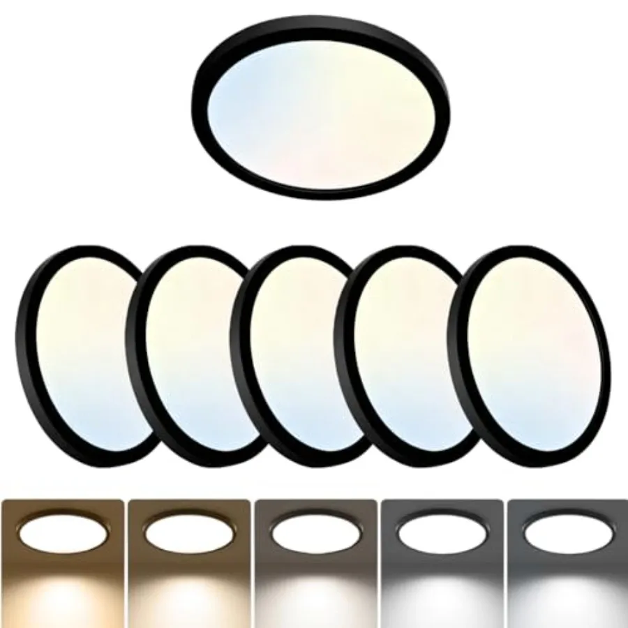 

Flush Mount Ceiling Light, 5CCT Selectable 2700K-6500K,18W 2160LM tegrated LED, Tool-Free stallation for Kitchen Bedroom Hallwa