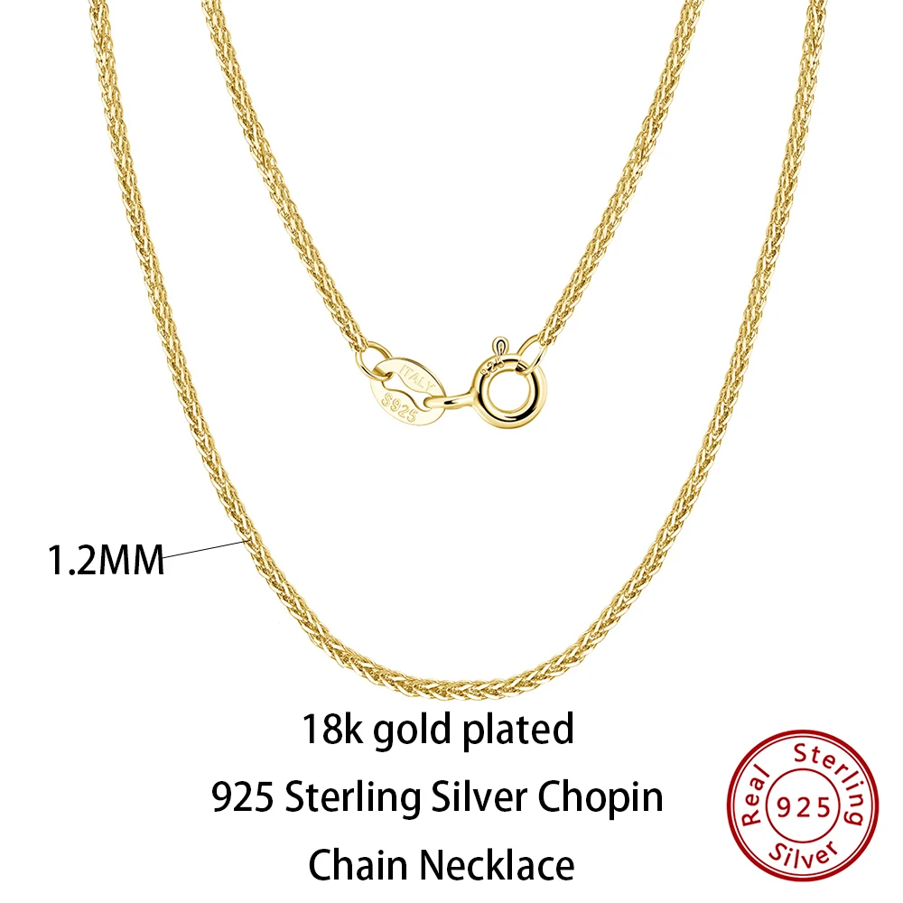 Unisex 925 Sterling Silver Basic Chain Necklace