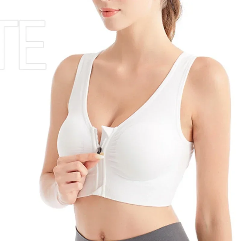 프론트 지퍼 스포츠 브라 탑 푸쉬업 요가 브라 노와이어 러닝 탱크탑 피트니스 요가 속옷 여성 브라렛