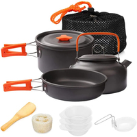 Camping Cookware Set Aluminum Nonstick Portable Outdoor Tableware Kettle Pot Cookset Cooking Pan Bowl for Hiking BBQ Picnic