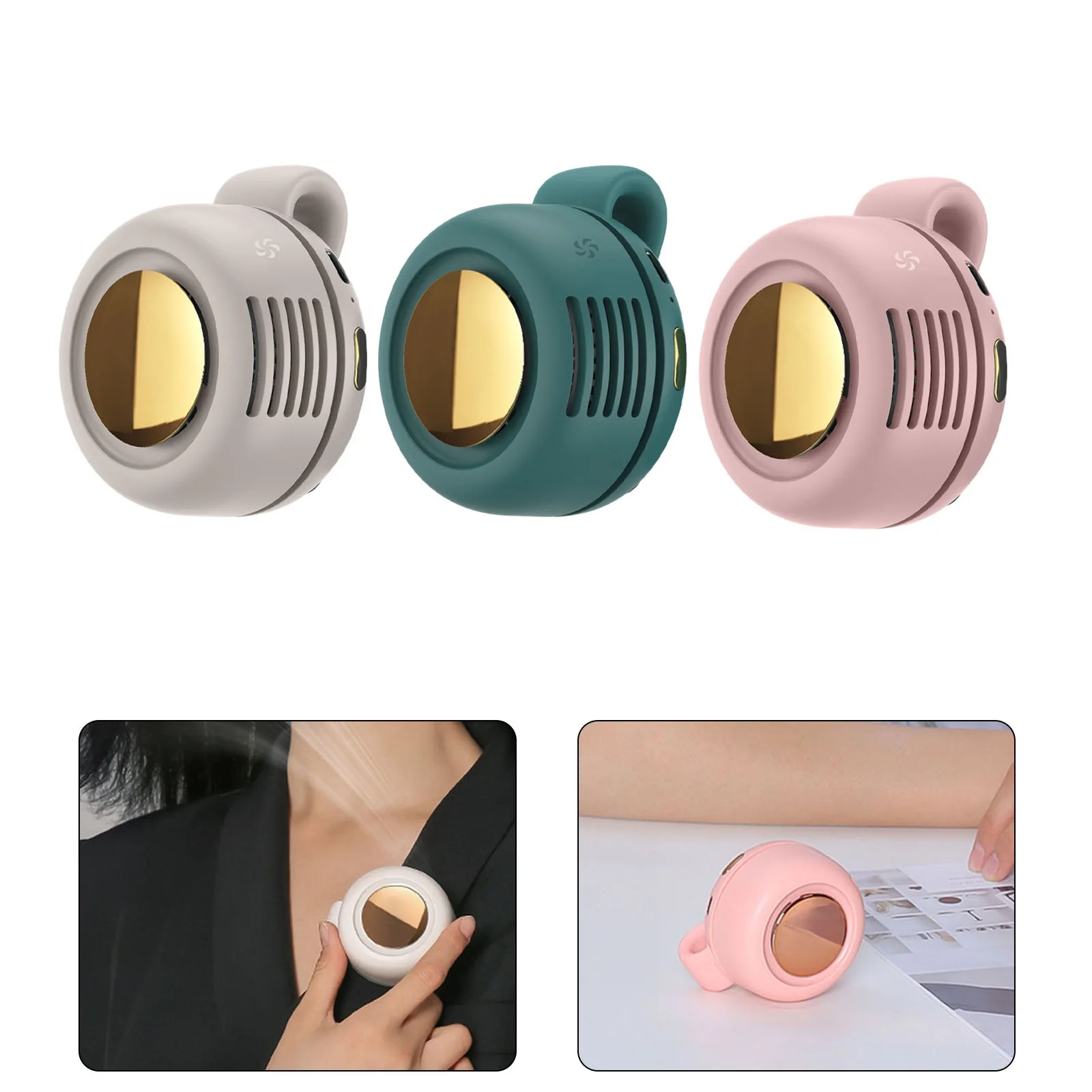 Mini 360° Rotating Waist Fan USB Charging Portable Silent Electric Cooling Fan Adjustable 3-speed For Outdoor Camping Hiking