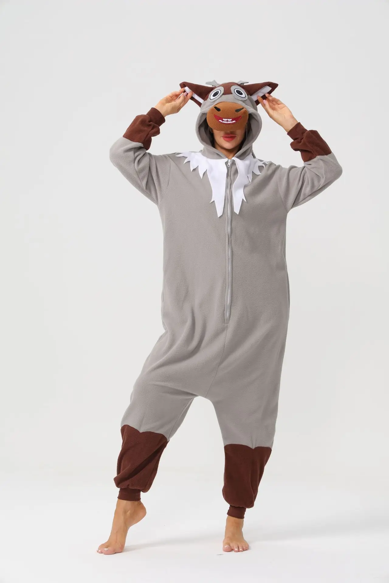 

Reindeer Kigurumi Christmas Pajamas Adult Onesies Cartoon Sleepwear Sleepsuit Unisex Men Women Halloween Cosplay Costume