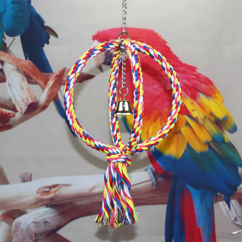 Hanging Parrot Rope Braided Budgie Chew Rope Bird Cage Cockatiel Toy Pet Stand Training Accessories Swing Supplies Parrot Swings