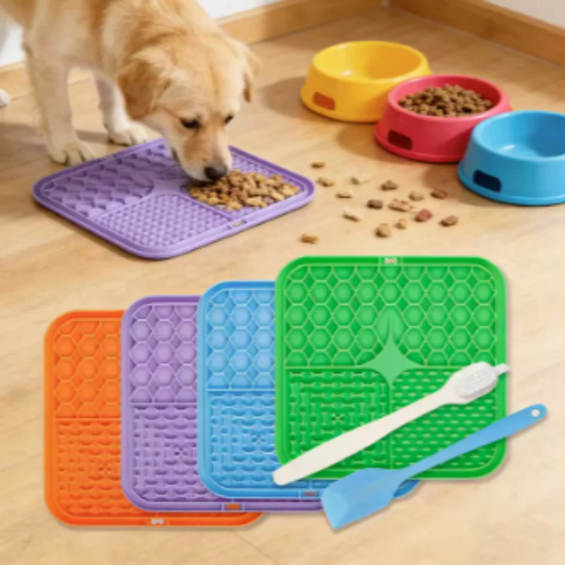 Haustier-Leckmatte aus Silikon, Slow-Feeder-Hundenapf, Badewannen-Ablenkungsmatte mit Saugnapf, Trainings-Fütterungszubehör für Hunde – Detail 5