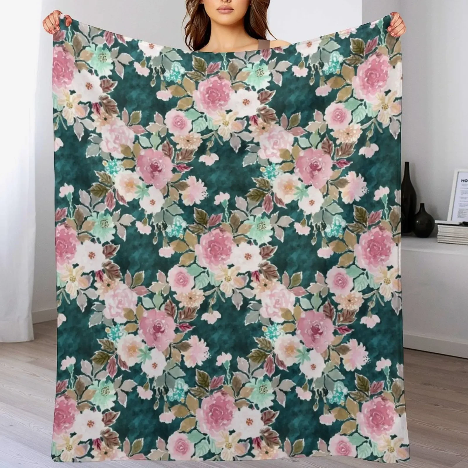 

BANKED Lush Moody Floral Throw Blanket Shaggy Nap Tourist Summer Beddings Blankets