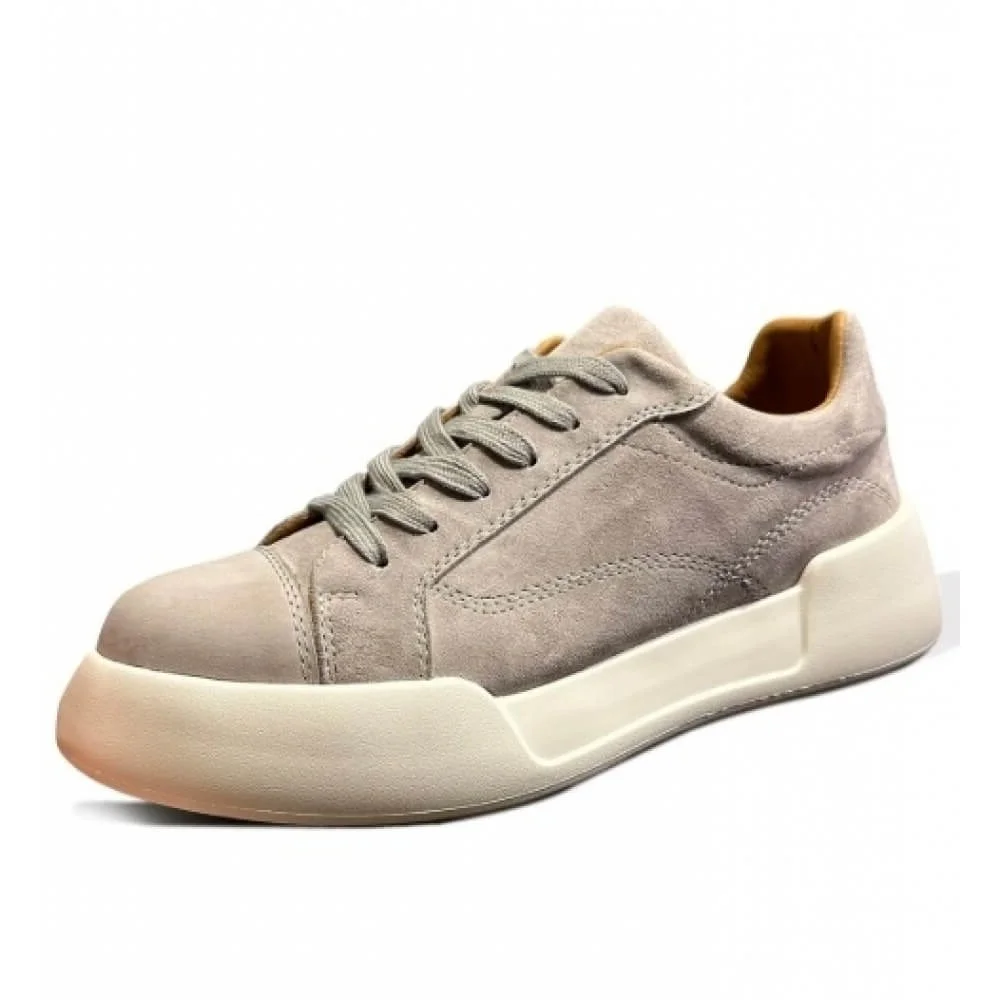 

Men’s Matte Gray Suede Chunky Sneakers, Stylish Versatile Low-Top Casual Shoes for Everyday Use