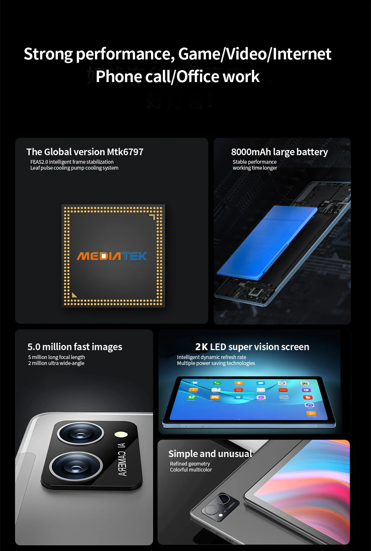 New 10.1 Inch 5G Tablet Pc 8GB RAM 256GB ROM 2000x1200 Tablets 10 Core Google Play 4G LTE Phone Call Android 13 WiFi 8000mAh