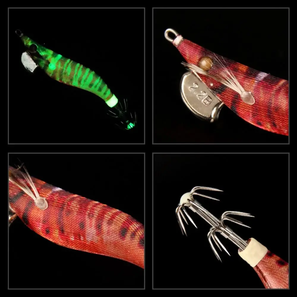 6g/8g 1.8# 2.2# Fishing Lure Artificial Squid Hook Jigs Noctilucent Squid Lures Spinnerbait Wood Shrimp For Sea Fishing