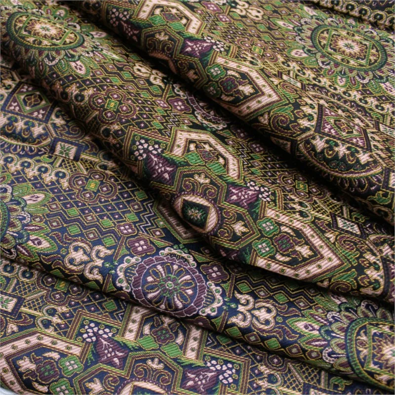 

Hand-spun fabric for ethnic costumes in film and television stages decorated with jacquard brocade satin